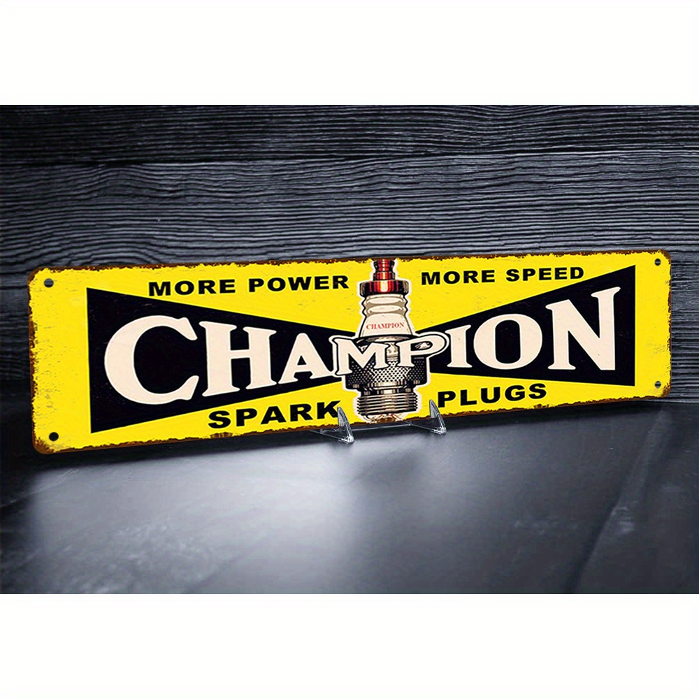 Victor Racket Jetspeed - ป้ายโลหะวินเทจ Champion Spark Plugs, ป้ายตกแต่งผนังธีมรถยนต์ย้อนยุค เพิ่มพลัง