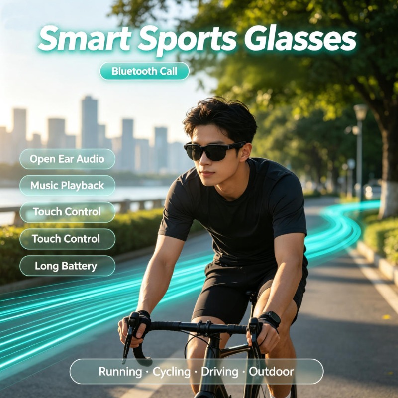 Outdoor Sport Activity - แว่นตากีฬาอัจฉริยะ ระบบเสียงแบบเปิดหู รองรับการโทรผ่านบลูทูธ ควบคุมด้วยระบบสัมผัส เล่นเพลงได้ แบตเตอรี่ใช้งานได้นาน